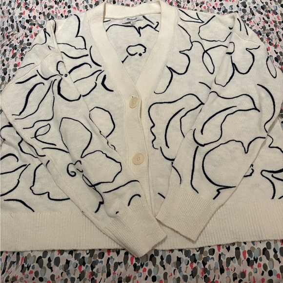 Madewell Embroidered V-Neck Cardigan Sweater in Linear Bloom. Great condition! - Picture 3 of 4